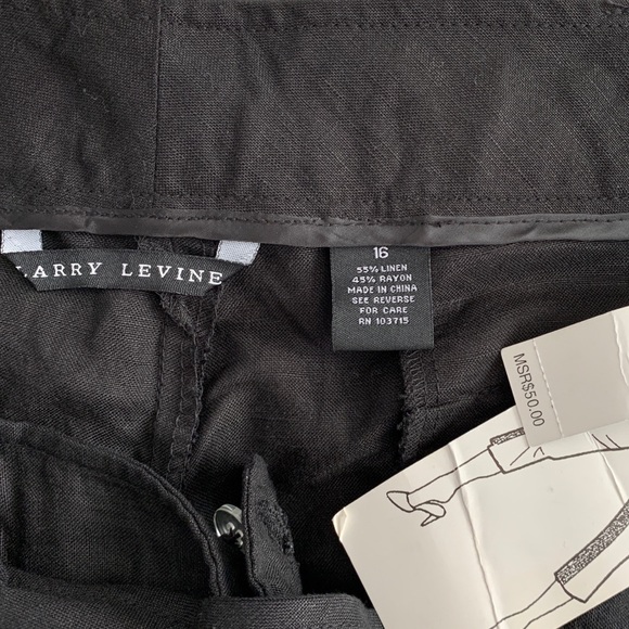 Larry Levine linen blend capri pants Size 16 NWT - Picture 2 of 4